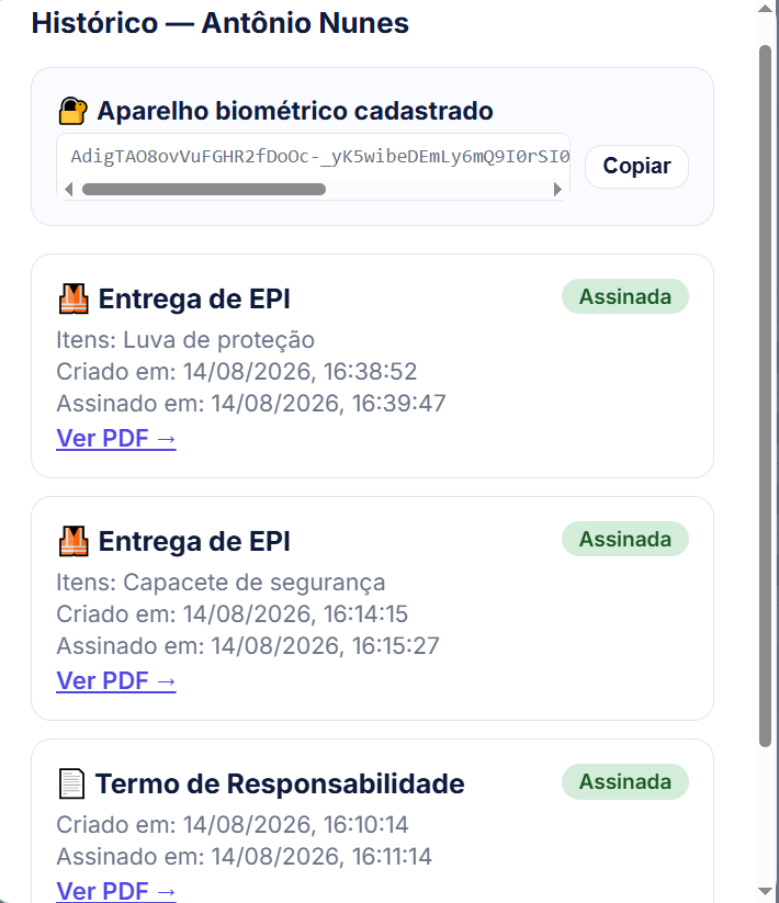Plataforma de Ficha de EPI Digital