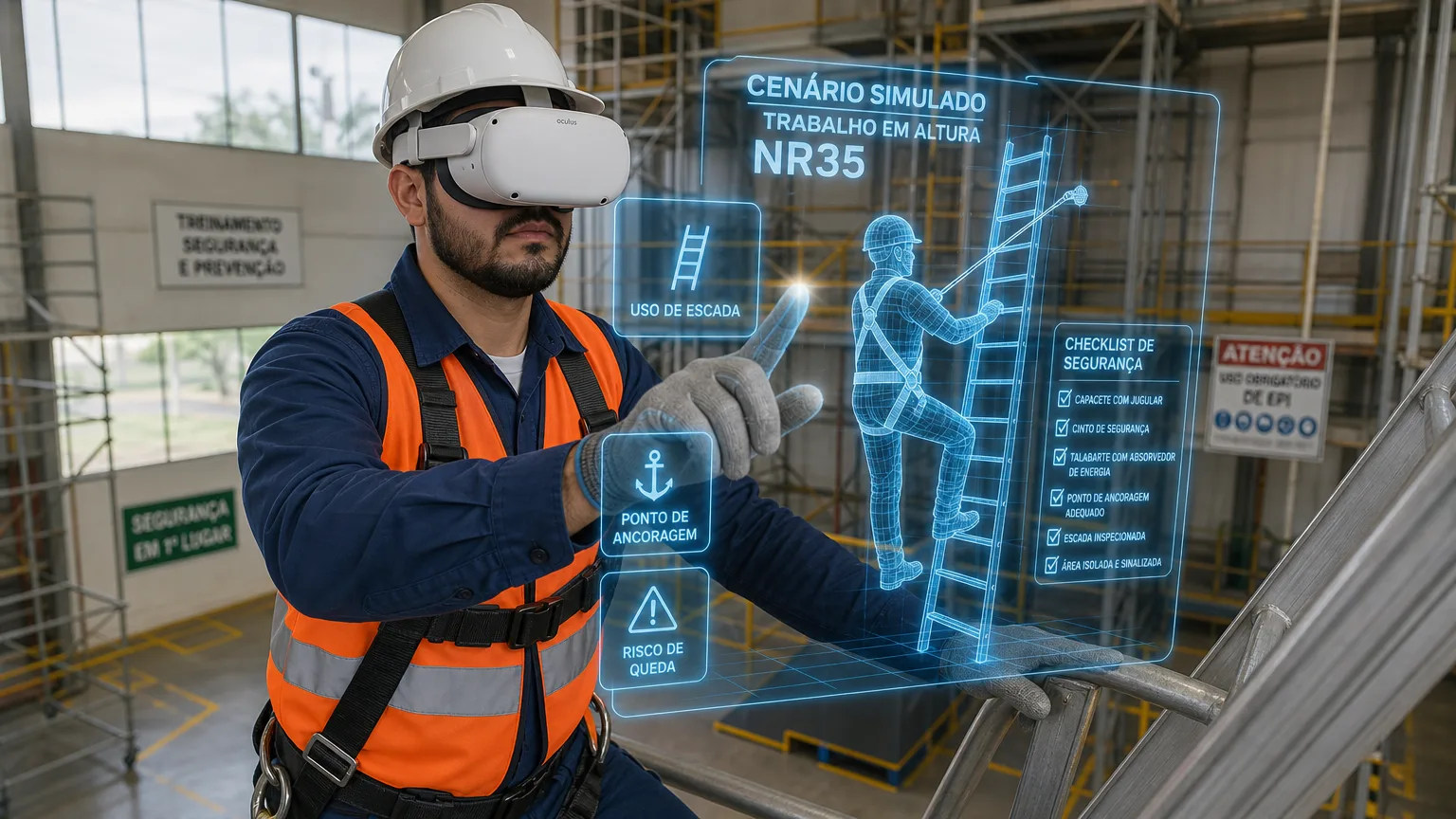 Cenário simulado de treinamento com realidade aumentada